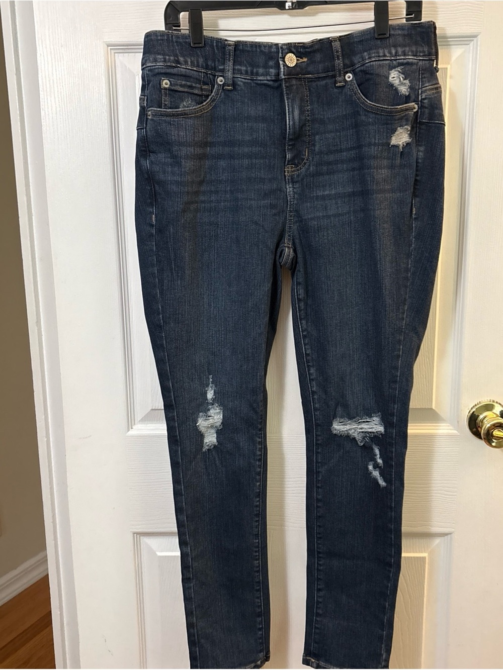 torrid Dark Wash Distressed Skinny Jeans